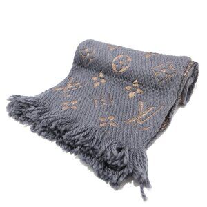 LOUIS VUITTON Echarpe Logomania Shine Gris -Scarf Wool Silk 666-041125